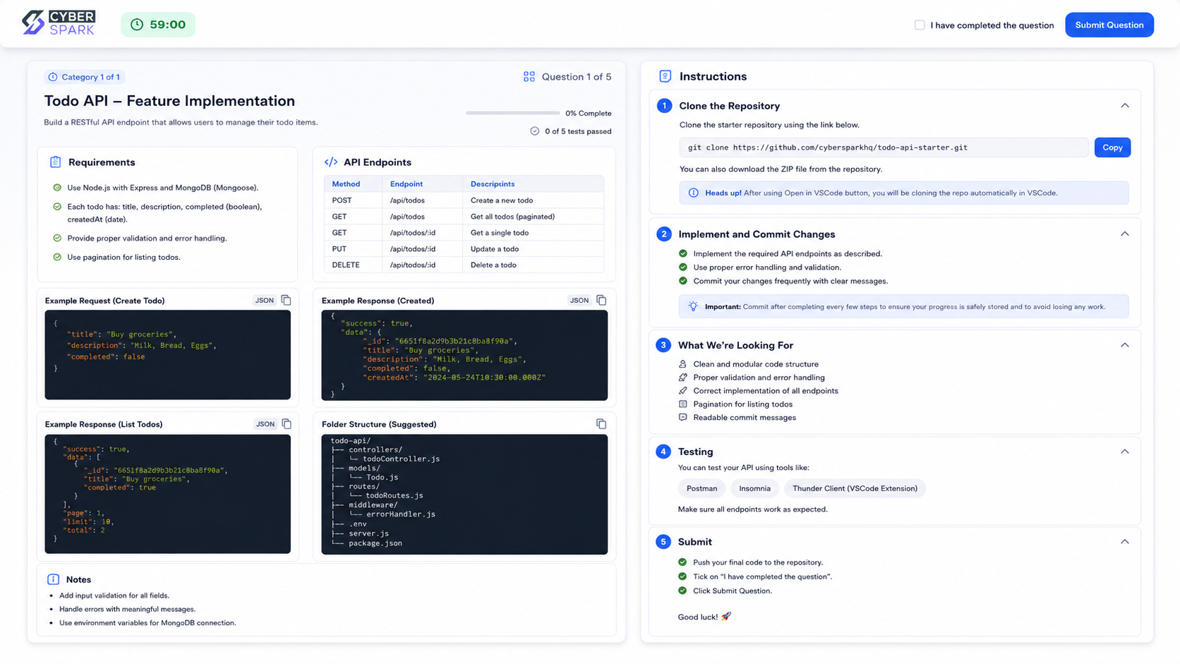SparkTalent live coding assessment on a Git repository