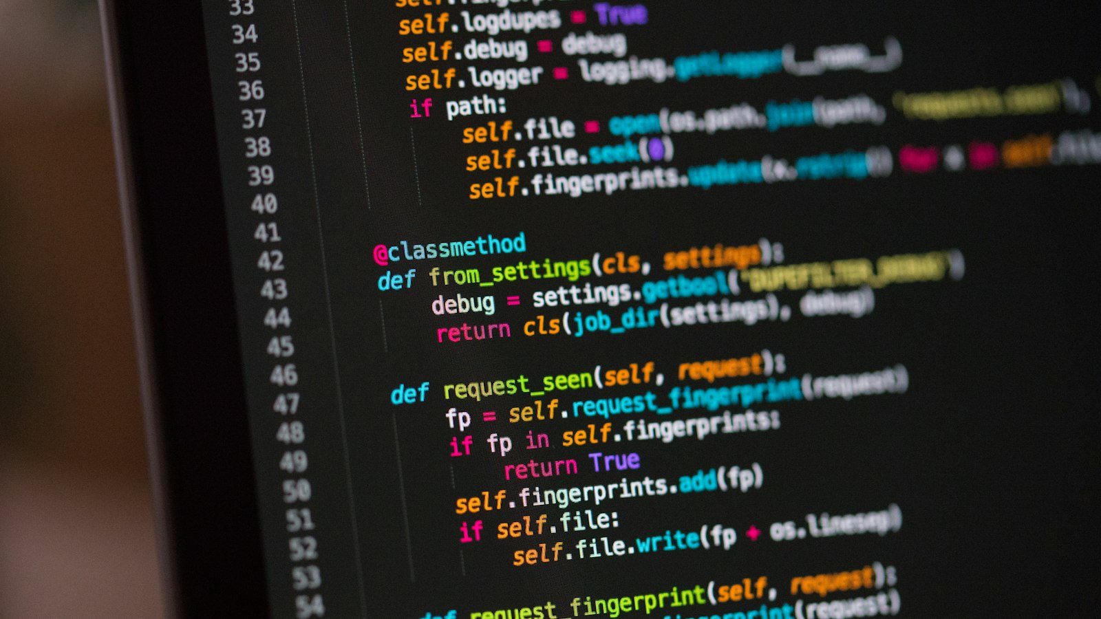 Python code on a screen